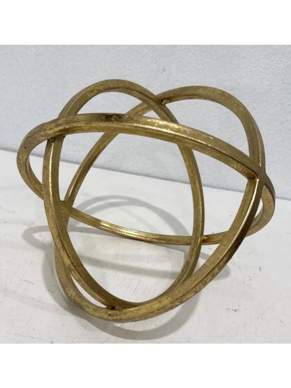 Gold Metal Sphere Orbs Sculpture Home Decor Large  8”